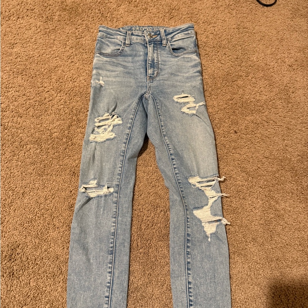 American Eagle Outfitters Light Blue Distressed Skinny Jeans
